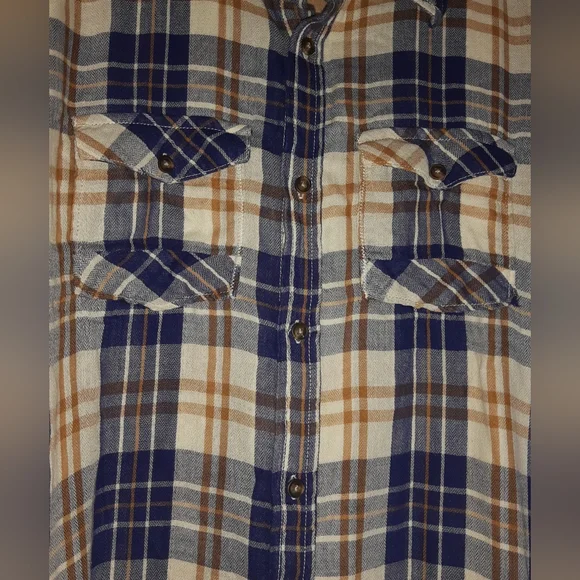Blue & Beige Soft Cotton Flannel Joe Browns Shirt XXL Grunge Retro - Picture 2 of 9